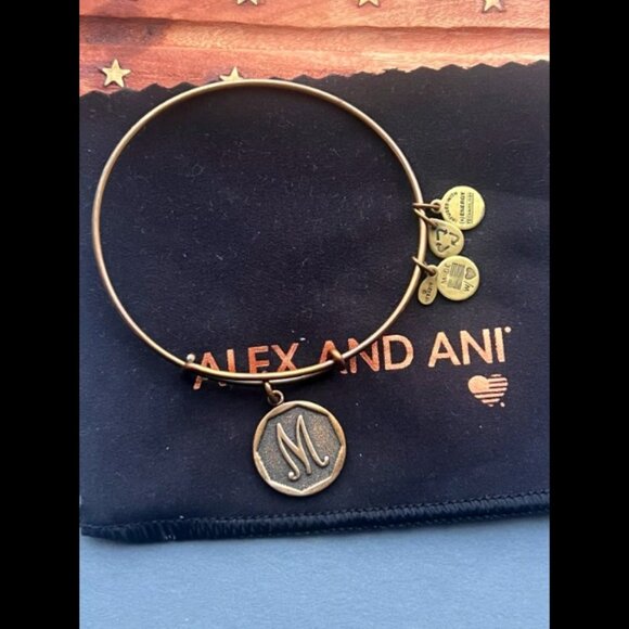Alex and Ani Initial “M” Charm Bangle Bracelet - Picture 1 of 2